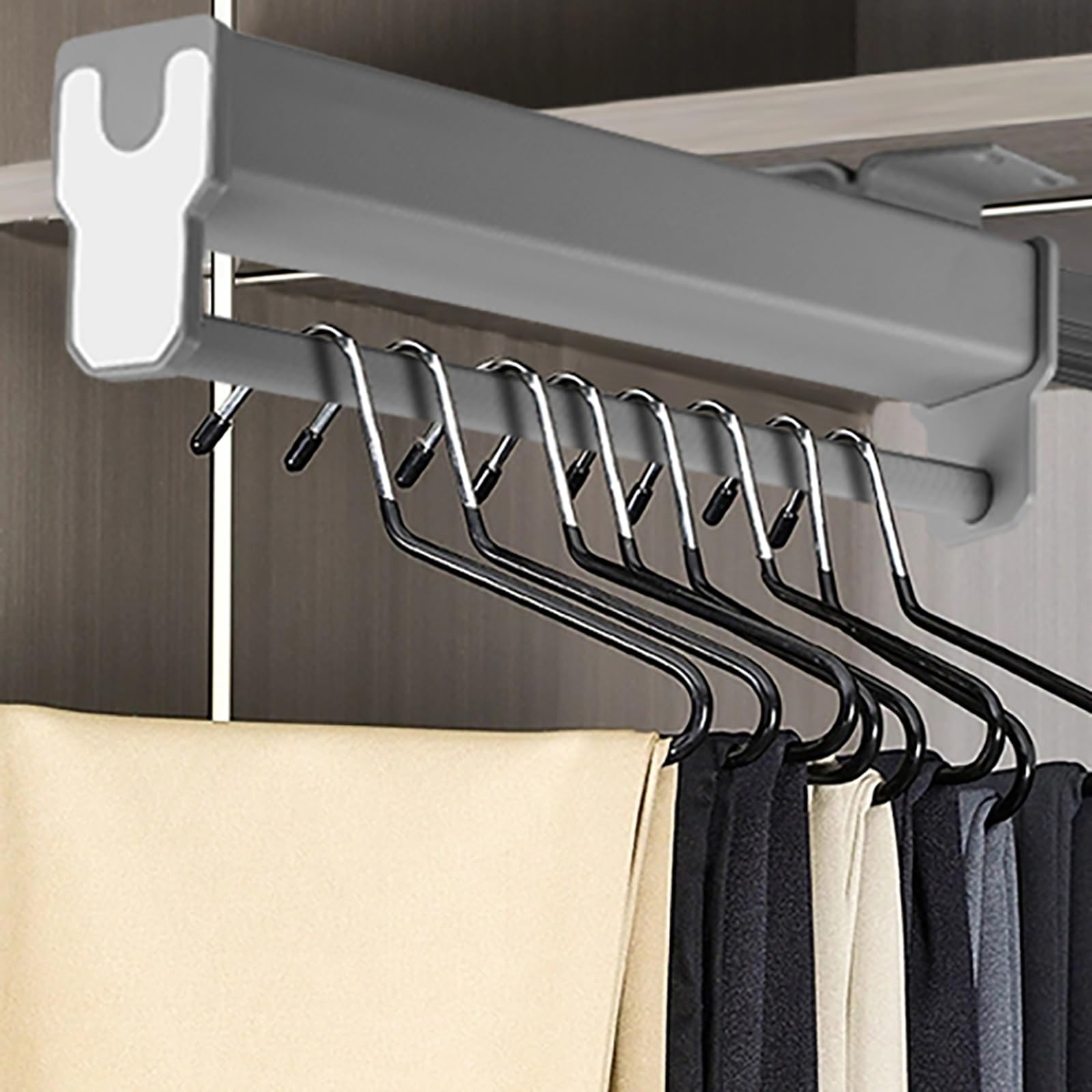 Barra de armario extensible LWX perchero deslizante de extracción suave para pantalones gris