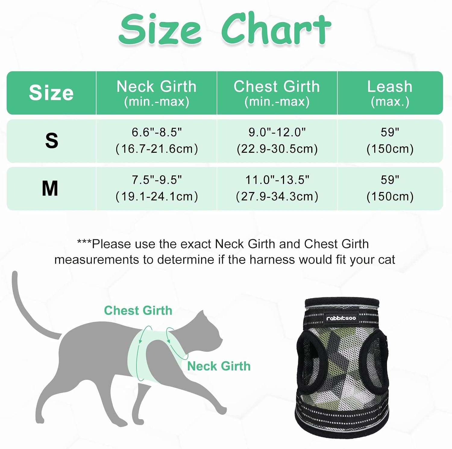 rabbitgoo Kitten Harness and Leash Set, Escape Proof Cat Walking Vest for Small Cats, Adjustable Easy Control Outdoor Harness, Breathable Pet Jacket with Reflective Strips, Geometric Pattern