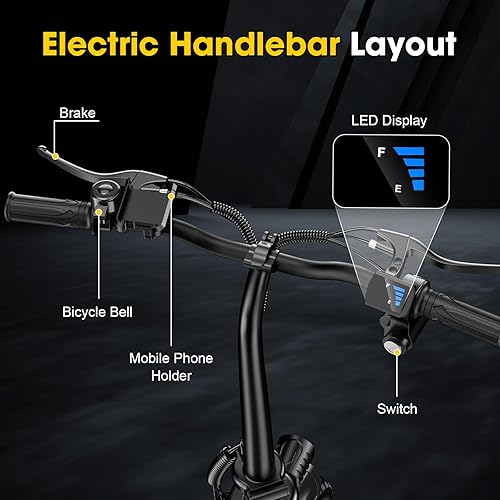 Miniatura 7 de Scooter eléctrico para adultos con asiento, scooter eléctrico plegable de 48 V 10.4 AH, neumáticos de 14 pulgadas, motor de 750 W, 20 MPH, largo