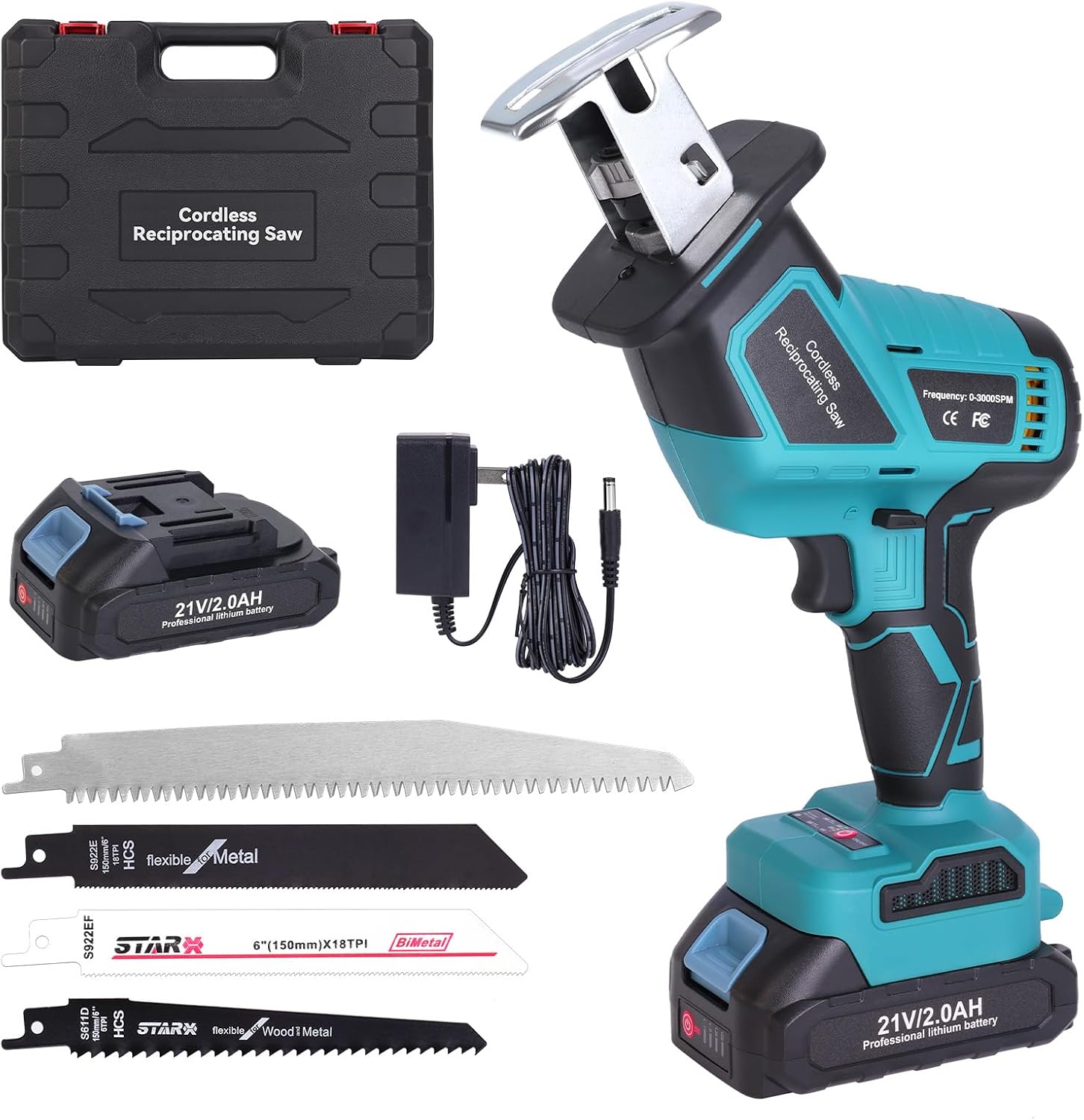 Vikky BL21SW 20V Cordless Reciprocating Saw - 4.2Ah Battery, Up To 3050 RPM, Cuts Wood/Metal/Tube (Lightweight 2 Kg)