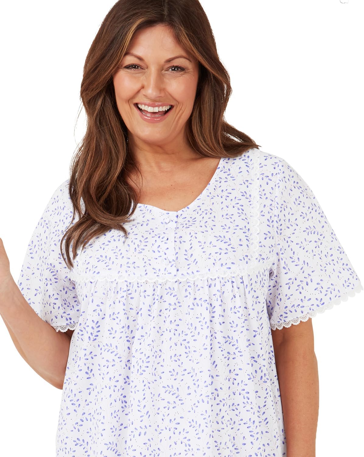 Undercover Ladies Short Sleeve Woven Lightweight Polycotton Nightie Nightdress 2 Lengths Size UK 10-30