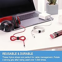 Vista 3 de Rollo de gancho y bucle de 1/2 pulgadas x 100 pies Tiras de doble cara, correas autoadhesivas Sujetadores reutilizables multiusos para el hogar