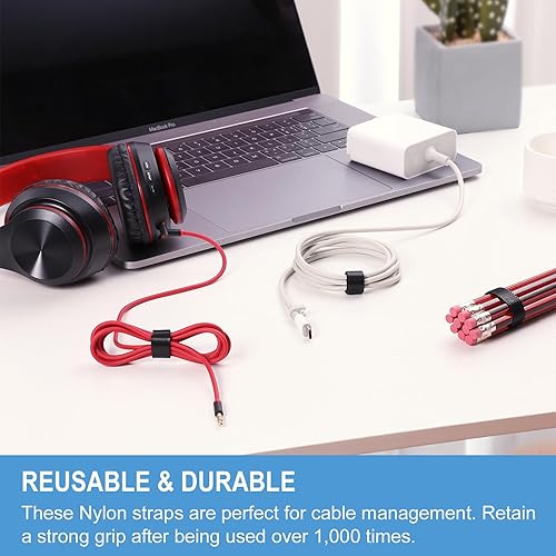 Miniatura 3 de Rollo de gancho y bucle de 1 pulgada x 30 pies  Tiras de doble cara, correas de autoagarre  Sujetadores multiusos reutilizables para el hogar,