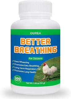 Chickens Respiratory Supplement, Breathing Aid Pills for Chicken of All Breeds and Ages, Wheezing & Coughing Relief, Promote Lung Health, Natural, Gentle Formula, 300 Tablets Per Bottle