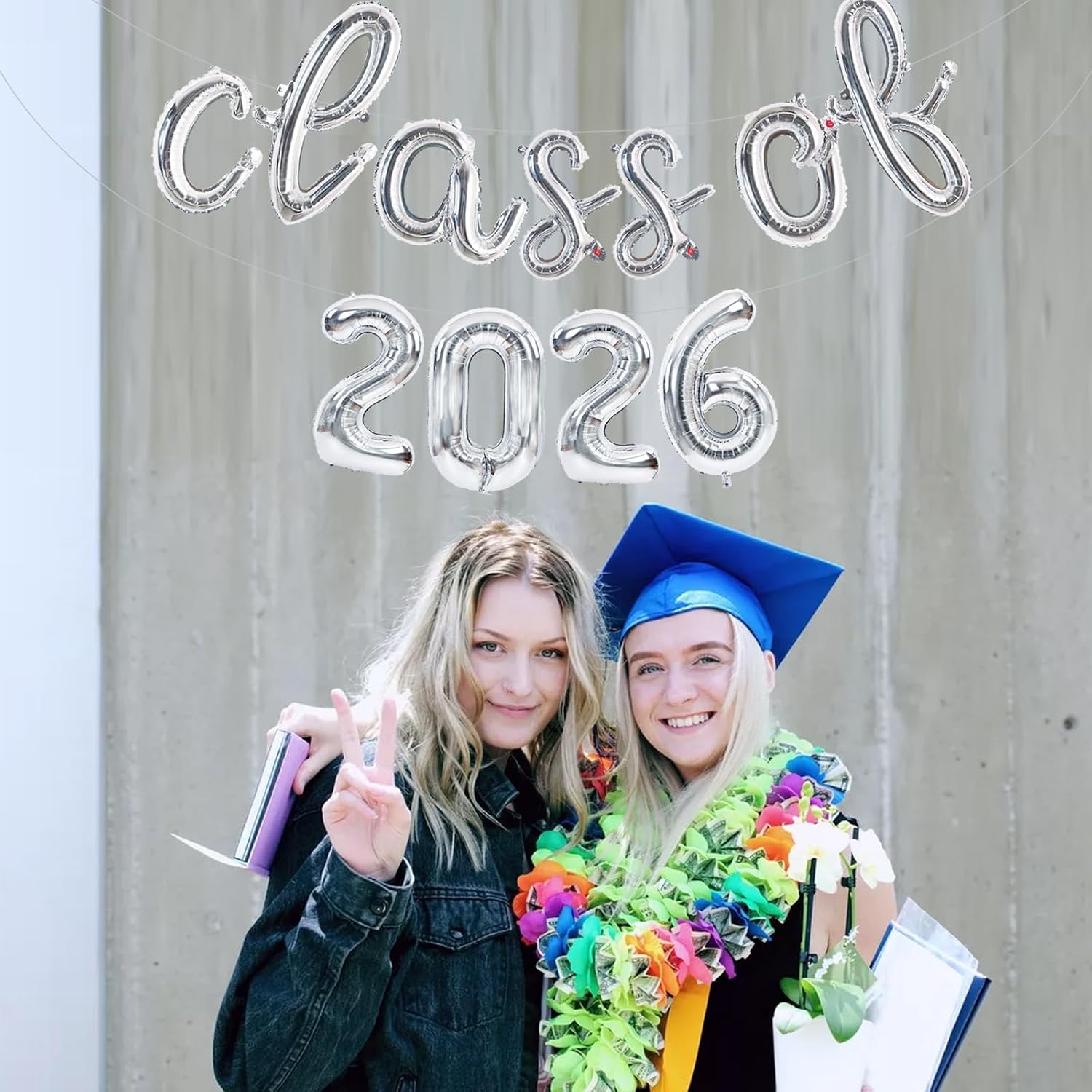 TONIFUL Silver Cursive Class of 2026 Graduation Balloon Banners 2026 Commencement Decor Grad Foil Balloons 2026 Congrats Grad Balloons for Class of 2026 Congratulation Graduation Party Supplies image 5