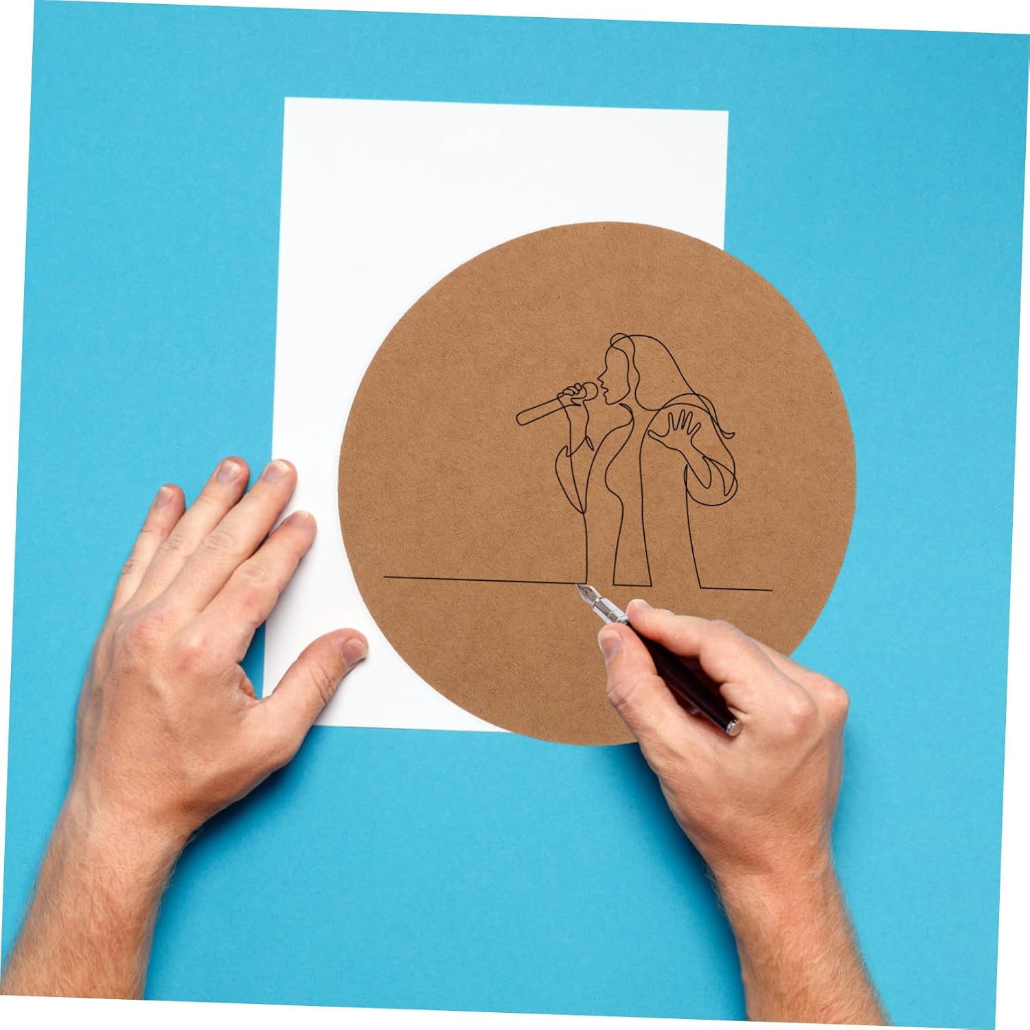 GLSTOY 40sheets Blank Paintable Kraft Paper Circles for DIY Art Projects Round Drawing Paper for Students for Imagination and Creativity