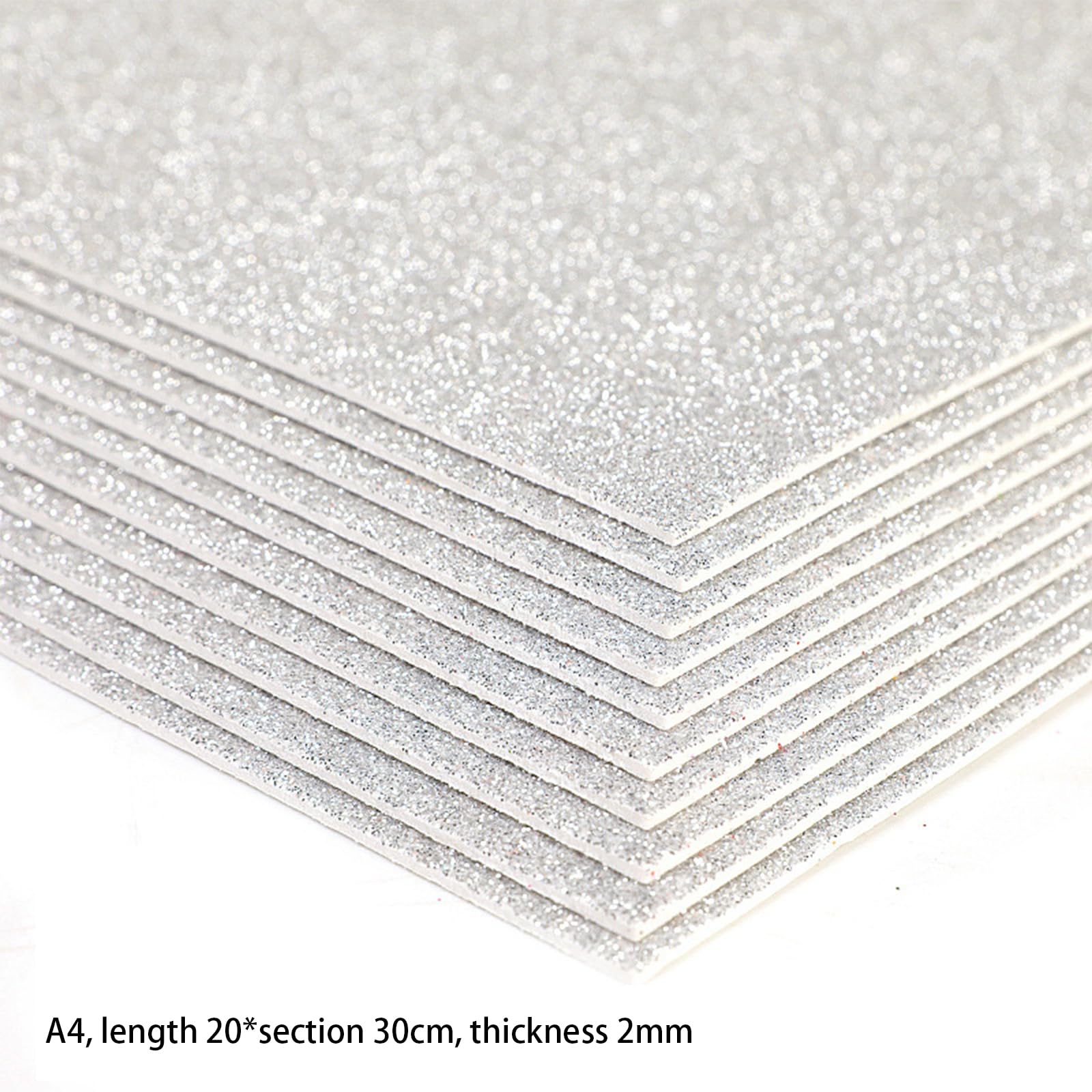 10PCS Foam Sheets Crafts,Glitter Crafts Cardstock Paper,Glitter EVA Foam Sheets Sliver,A4 Glitter Paper for Crafts - Image 2