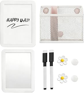 Pink 6 Piece Locker Accessory Set, Magnetic Mirror and Pen Holder