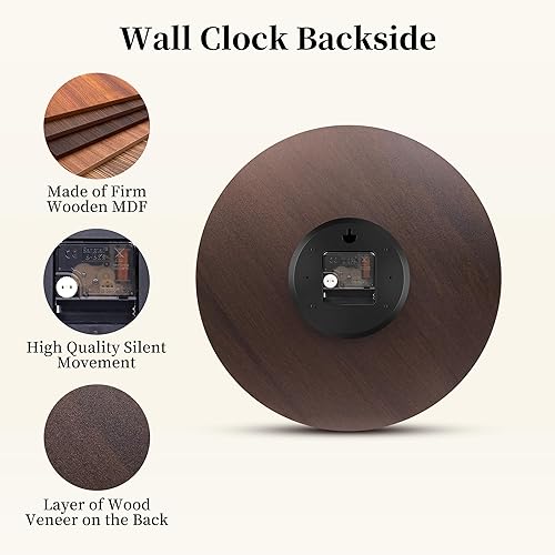 Miniatura 4 de Reloj de pared redondo retro de 14 pulgadas, estilo antiguo, estilo antiguo, funciona con pilas, reloj de pared silencioso para granja, jardín,