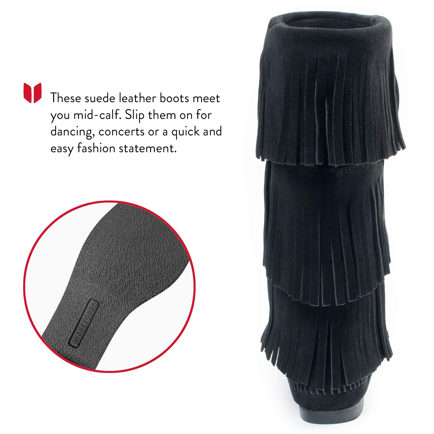 Minnetonka Womens 3-Layer Fringe Boot product thumbnail 6