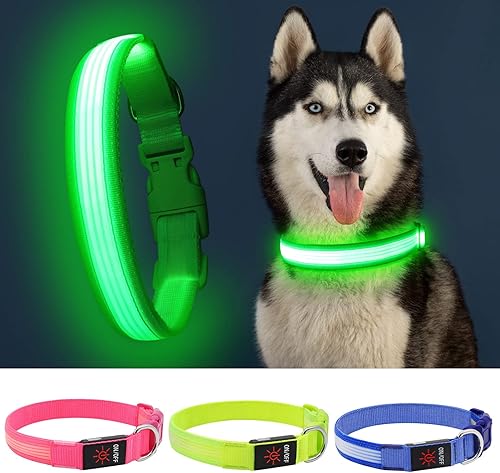 Miniatura 1 de YFbrite Collar de perro iluminado, collar de perro LED recargable, collar de perro intermitente, collar reflectante ajustable para perro que brilla