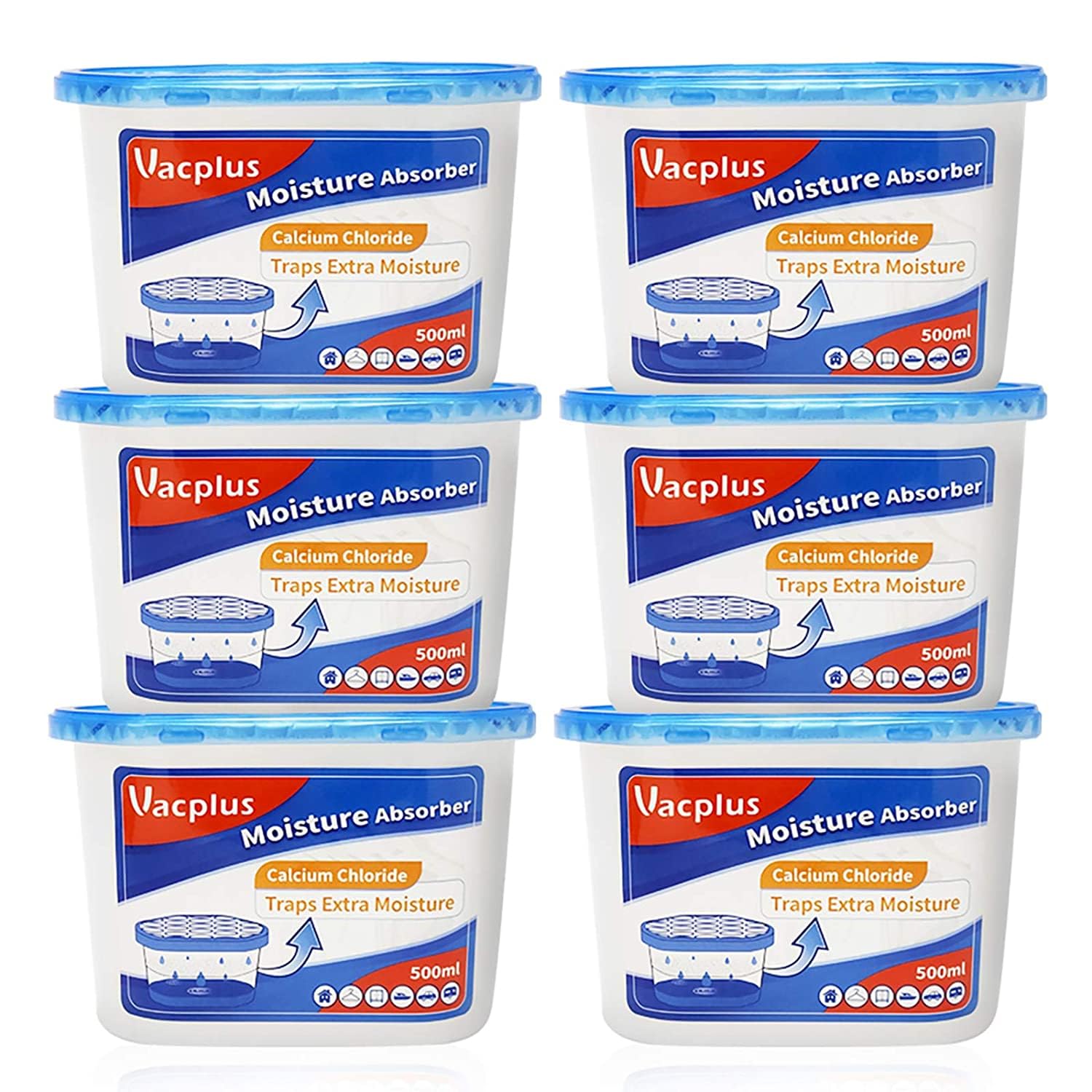 vacplus moisture absorbers 6 pack 105 oz portable humidity absorber boxes for your bathroom closet amp car dehumidifier with fragrance free navy blue