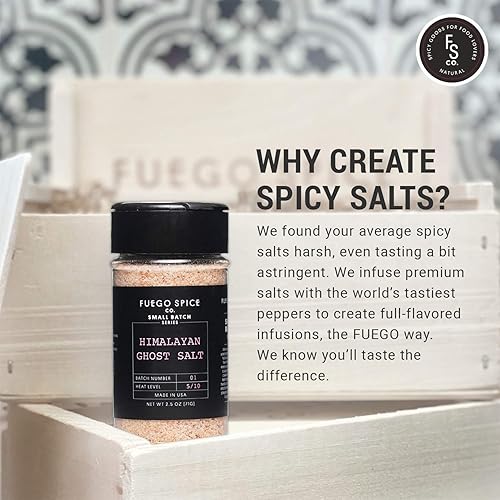 Miniatura 10 de Fuego Spice - Juego de especias de sal marina picante artesanal - Pimienta fantasma del Himalaya rosa, serrano ahumado y parca negra gourmet con una