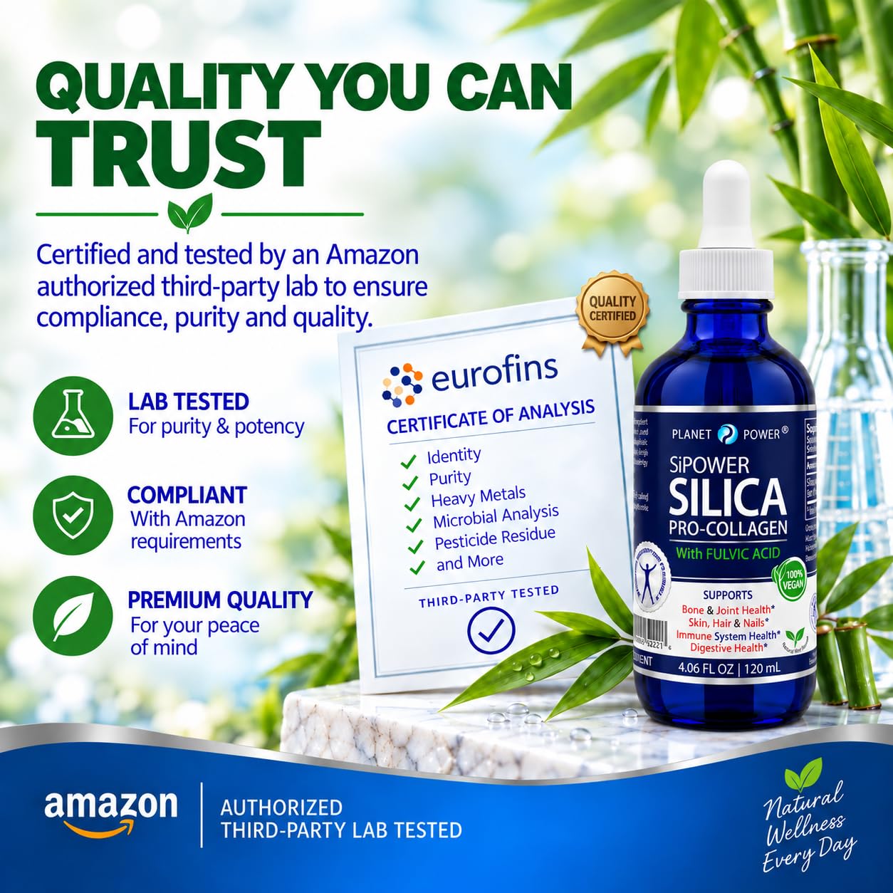 SiPower Silica Vegan Collagen, Supplement Drops-Liquid Mineral Orthosilicic Acid (CH-OSA) + Fulvic Acid. Natural Collagen Booster for Joints, Bones, Hair, Skin, Nails, Immune & Digestive Health-4oz — Amazon image 5