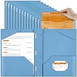 Henoyso 36 Pcs Plastic Folder with Clear Front Pocket and 3 Prong Plastic Folders with Card Slot Pocket Folders with Prongs for School Office (Haze Blue)
