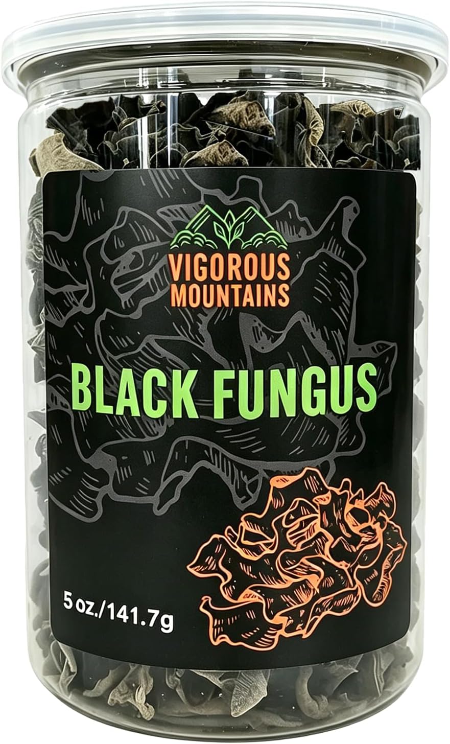 VIGOROUS MOUNTAINS Dried Black Fungus Woodear Mushrooms for Cooking (5.00, Ounces)
