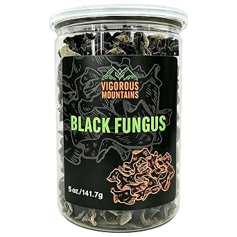 VIGOROUS MOUNTAINS Dried Woodear Mushrooms for Cooking 5 oz, Chewy Texture Dry Black Fungus for Soup Stir-fries Salads , 141.7 g | Woodear Mushrooms Quick Rehydration Crispy Tecture No Fumigation