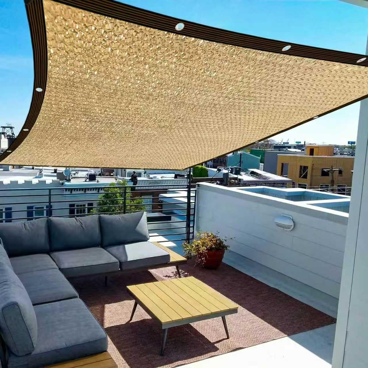 Filet d'Ombrage avec Œillets 4x6m – 90% Protection UV, Voile d'Ombrage Extérieure Résistante au Vent, Brise Vue pour Terrasse, Jardin, Pergola, Balcon