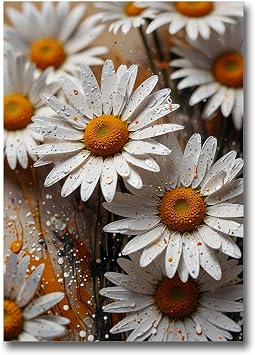 Daisy watercolor wall art chrysanthemum Poster Print Framed Art Poster Print Boho Wall Art, Print