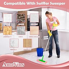 AmaVins 5 Pack Reusable Microfiber Mop Pads Compatible with Swiffer Sweeper, Wet and Dry Flat mop Cover, Washable Pads for Surface/Hardwood Floor Cleaning (Mop is Not Included)