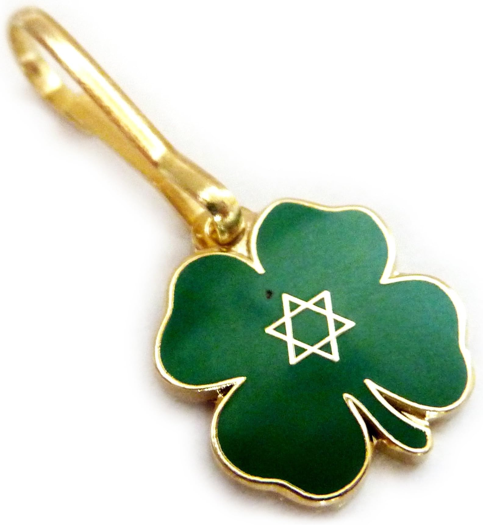 Lucky Jewish Four Leaf Clover Irish Isreal Star of David Jacket Backpack ZIPPER PULL CLIP