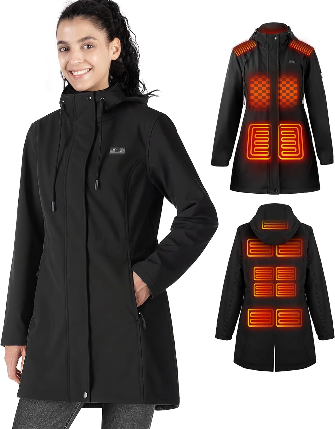 Heated Jackets for Women,15 Heat Zones Women's Heated Jacket with Bαtterγ Pack, Lightweight Softshell Jacket