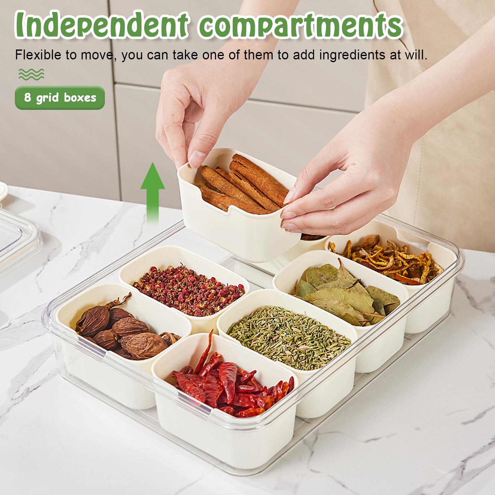 Bandeja Para Aperitivos Con Tapa Bailtouk - 8 Compartimentos Extraíbles, Con 4 Tenedores, Ideal Para Fiestas Y Picnics