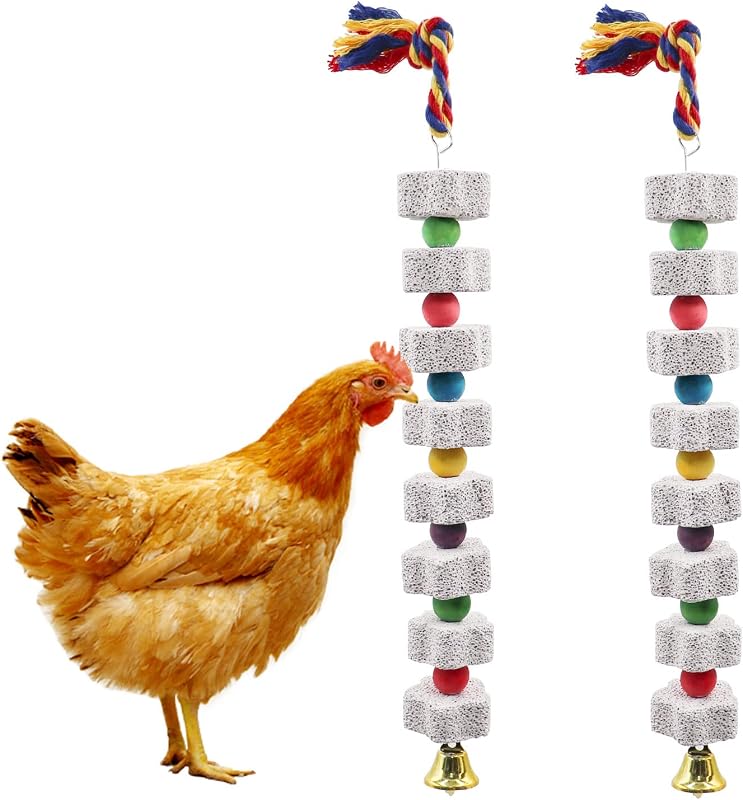 Brinquedo para Roer com Pedra Mineral de Cálcio, Formato de Estrela e Sino Oooct para Aves e Pequenos Animais, 2 unidades