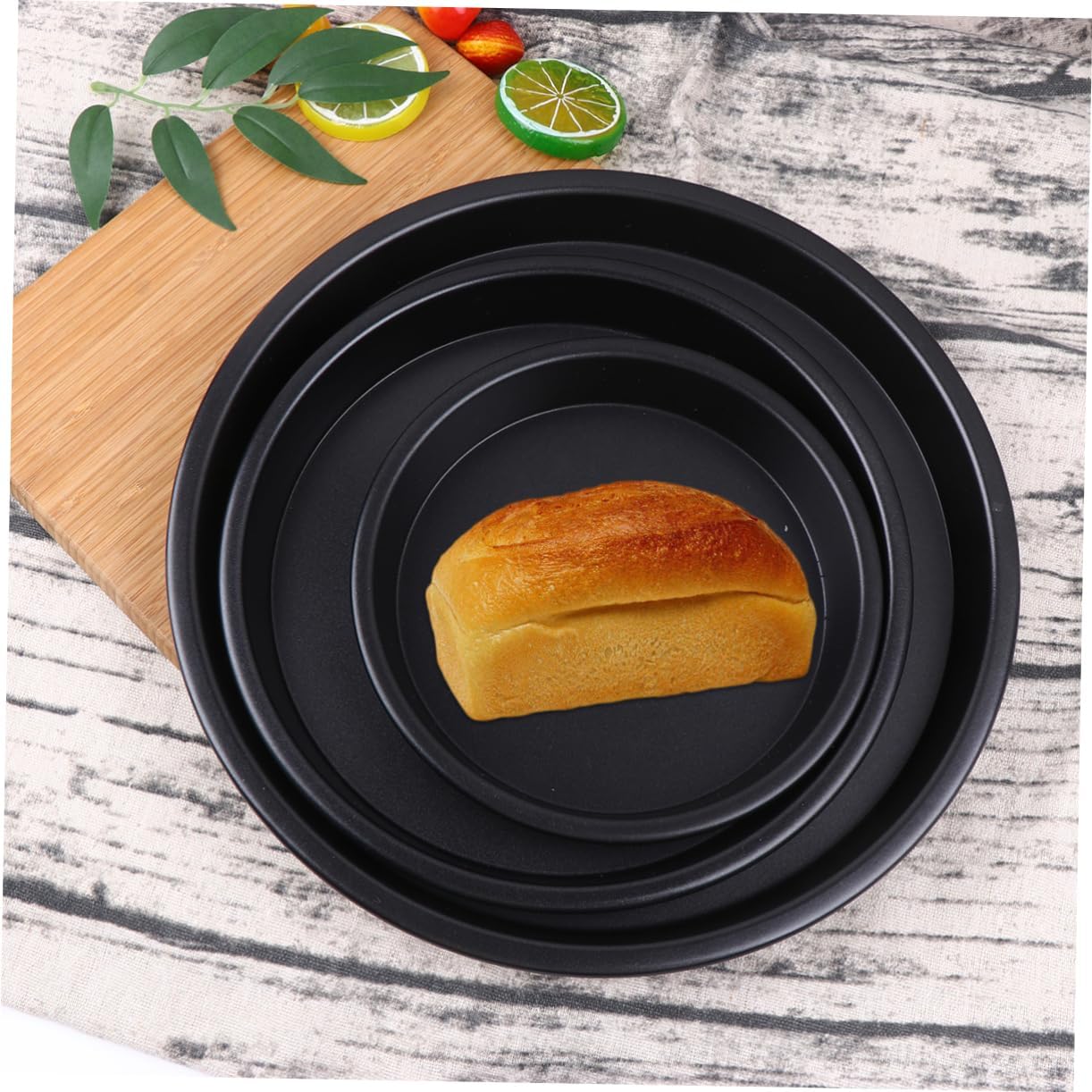 Unomor 3pcs Non-stick Baking Pan for Oven and Microwave Deep Cake Bakeware for Birthday Cakes and More