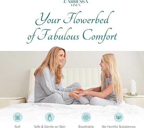 Miniatura 57 de Carressa Linen Sábana bajera ajustable 100% algodón tamaño King – Sábana bajera de 800 hilos King de algodón, lujosamente suave, refrescante