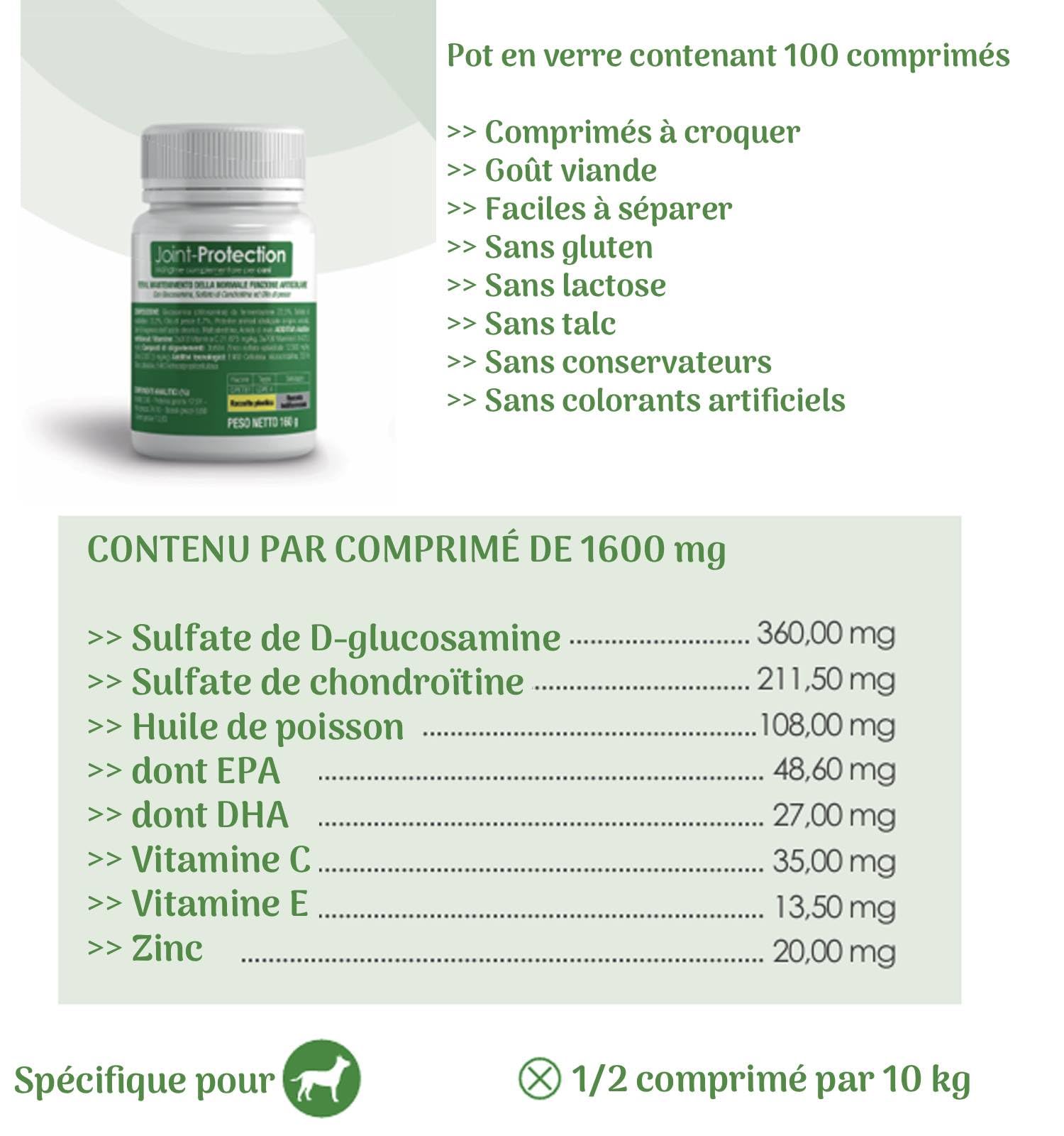 Joint-Protection Compléments Alimentaires Chondroprotecteurs Premium pour Chiens Cat Anti-Arthrose, Améliore la Mobilité Articulaire et Le Cartilage Made in Italy