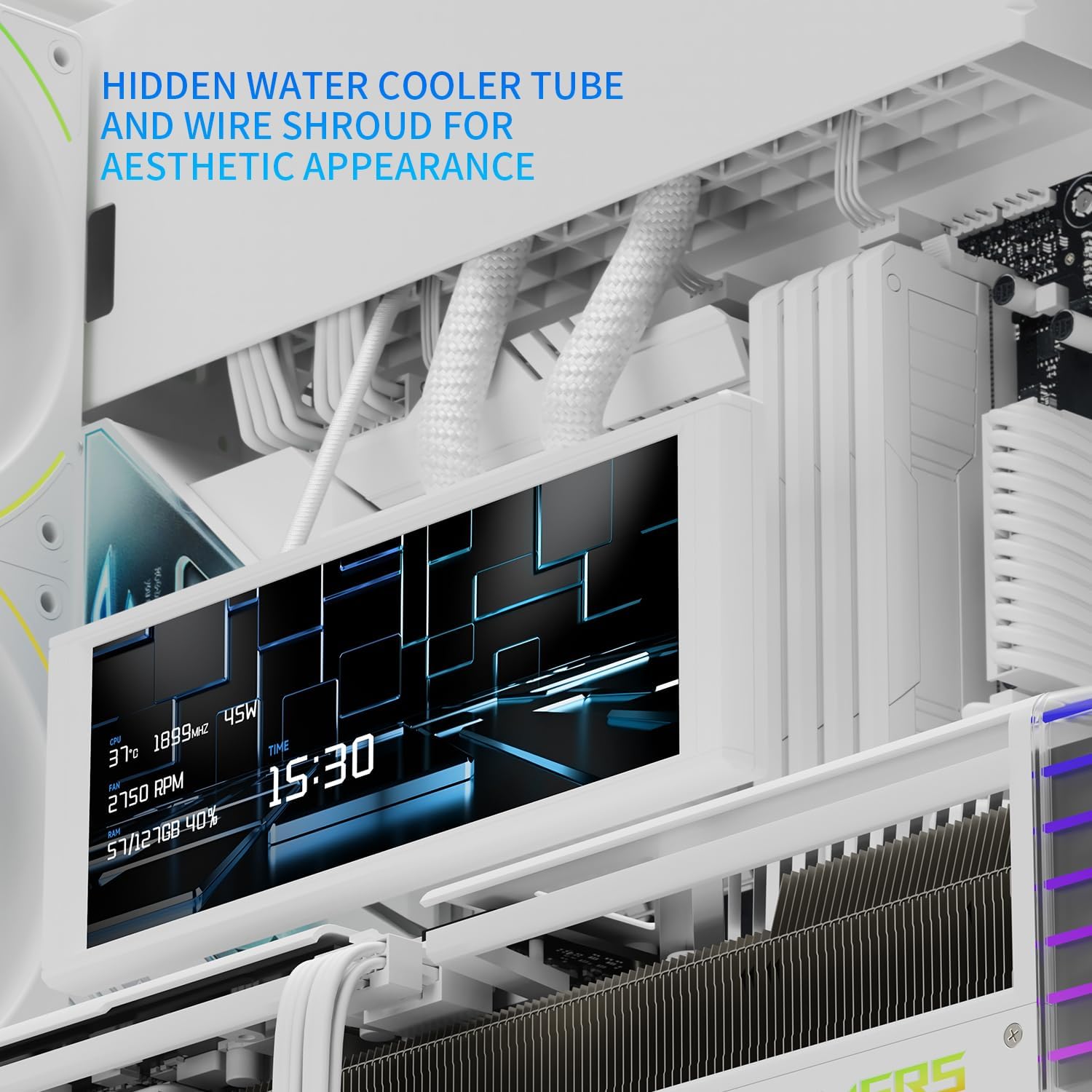 Thermalright A70 Vision White ATX Gaming case |Three Sides Without Stands,Panoramic Glass Panel|8 Fan Slots |Tower-Style Computer case|Equipped withType-C Interface|Comes with a 9.16-inch LCD Display