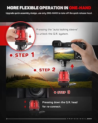 Miniatura 3 de IFOOTAGE Mini trípode para cámara con cabezal fluido, trípode de mesa profesional con pedal para fotografía, cabezal de trípode de video con cabezal