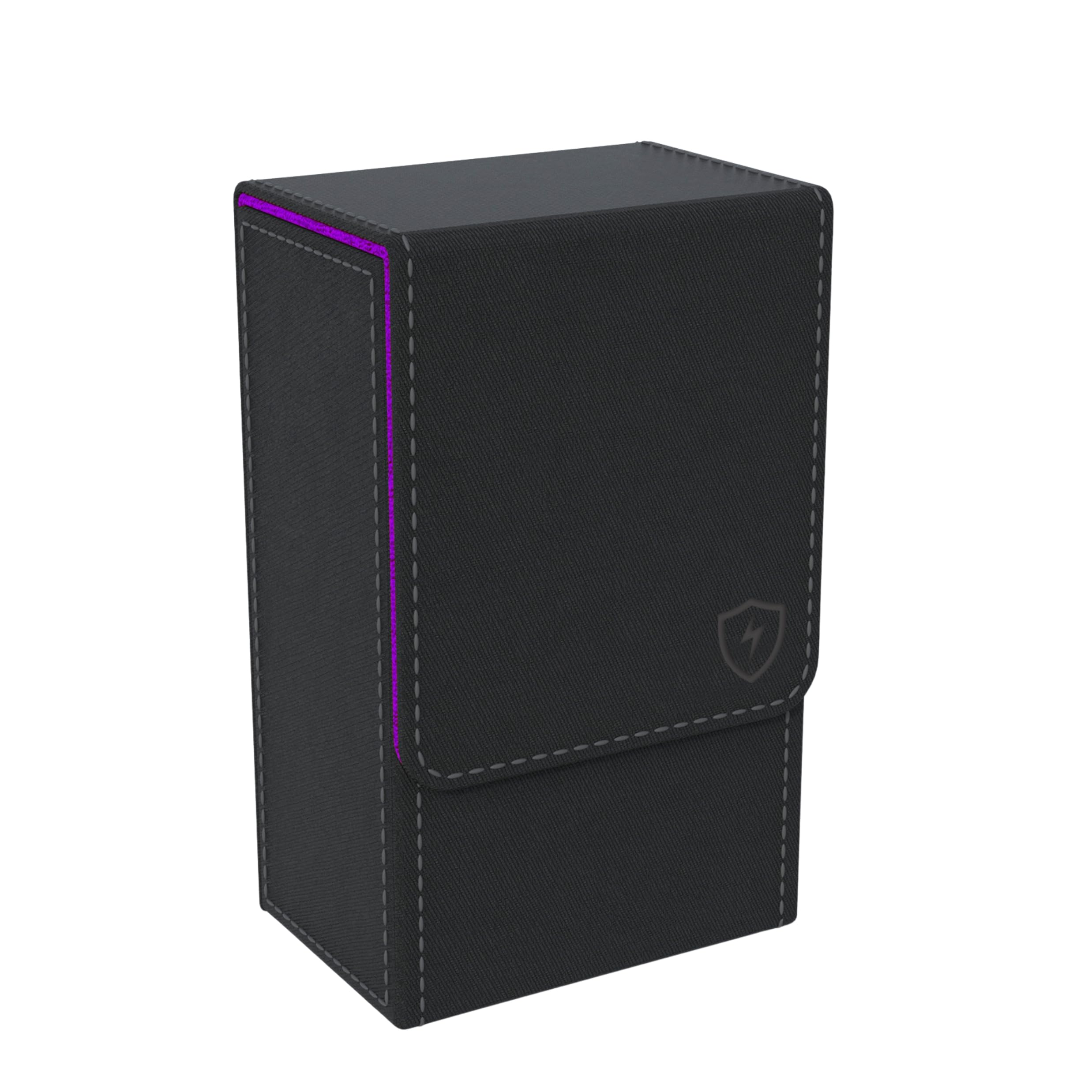 Boltquan Black Tarot Card Holder with Purple Interior; Fold Top Box Case Magnetic Lid Closure; Fits Rider Waite Deck; Measures Standard Size 5.39 x 3.38 2 In (137*86*51mm) (Purple) (TRC01)