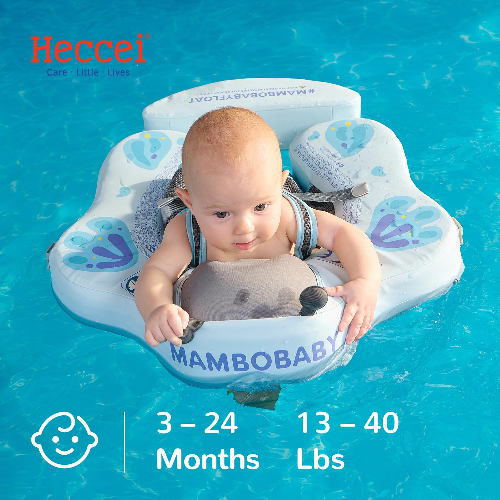 HECCEI Flotador Bebe Mambobaby No Inflable Duradero y Respetuoso con la Piel Baby Swimming Float, Anillo de Natación para Piscina Playa Flotador para Bebés de 3 a 24 Meses
