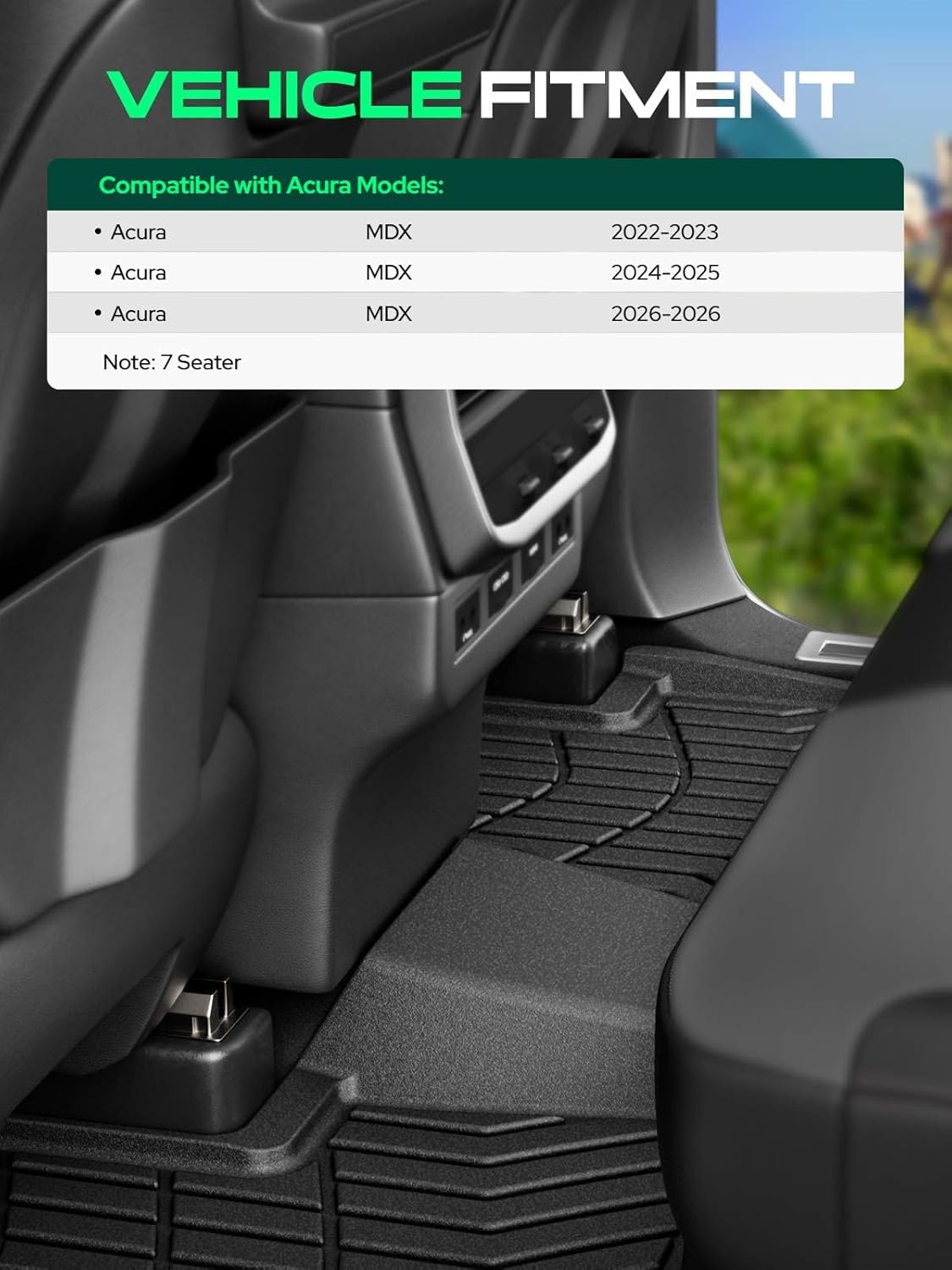 YHTAUTO Floor Mats Compatible with Acura MDX 2022-2026, TPE Floor Liners All-Weather Protection Custom Fit, 1st & 2nd Row & 3 Rows, Set of 4 - Image 3