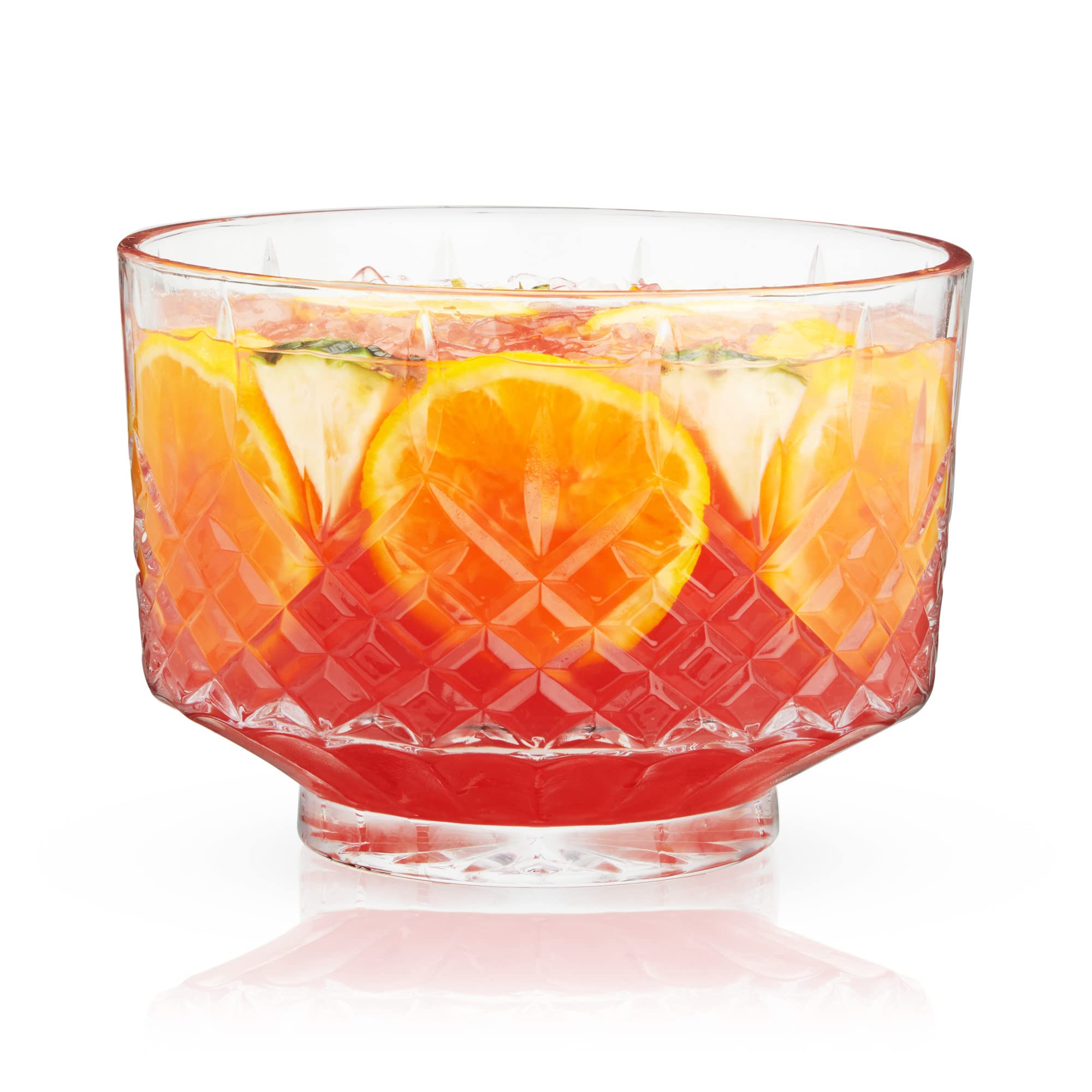 Viski 11019 Admiral Crystal Bowle aus Glas im Vintage-Stil, für Partys, Serviergeschirr für Cocktails, spülmaschinenfest, 2,5 Liter, 1 Stück, transparent
