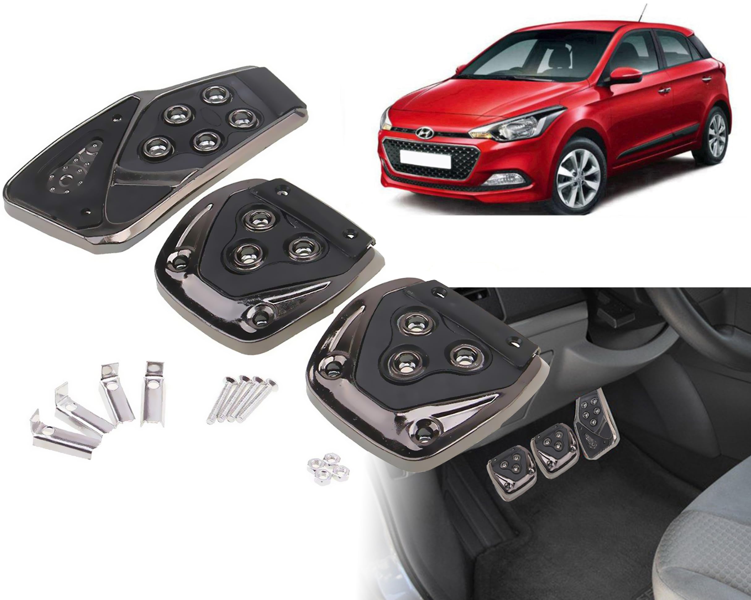 3 Pcs Black Non-Slip Manual Car Pedals kit Pad Covers Set for Hyundai I20 Elite-picture-26