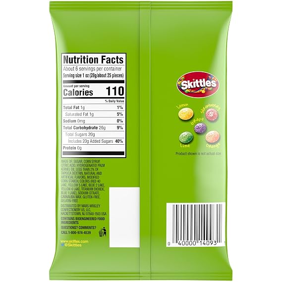 Skittles Bite Size Candy, Sours, 5.7 Ounce Bag