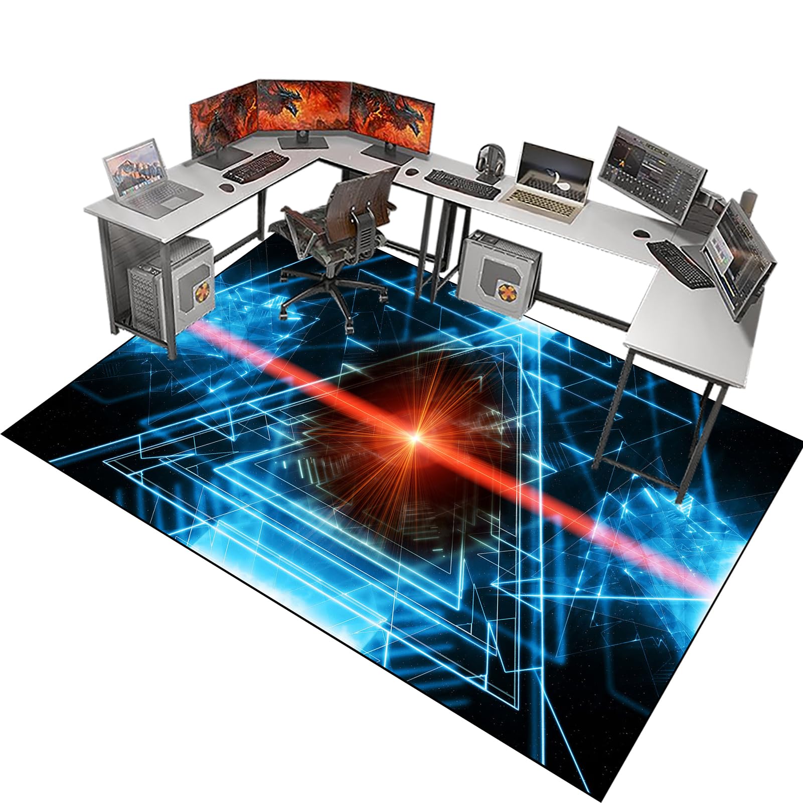 Fzamudng Office Chair Mats for Carpeted Floor, Carpet Protector Chair Mat, Gaming Chair Mat for Hardwood Floors Carpet Wooden Floors Non-slip Floor Protector, Desk Chair Mat for Carpet 100 x 120 cm