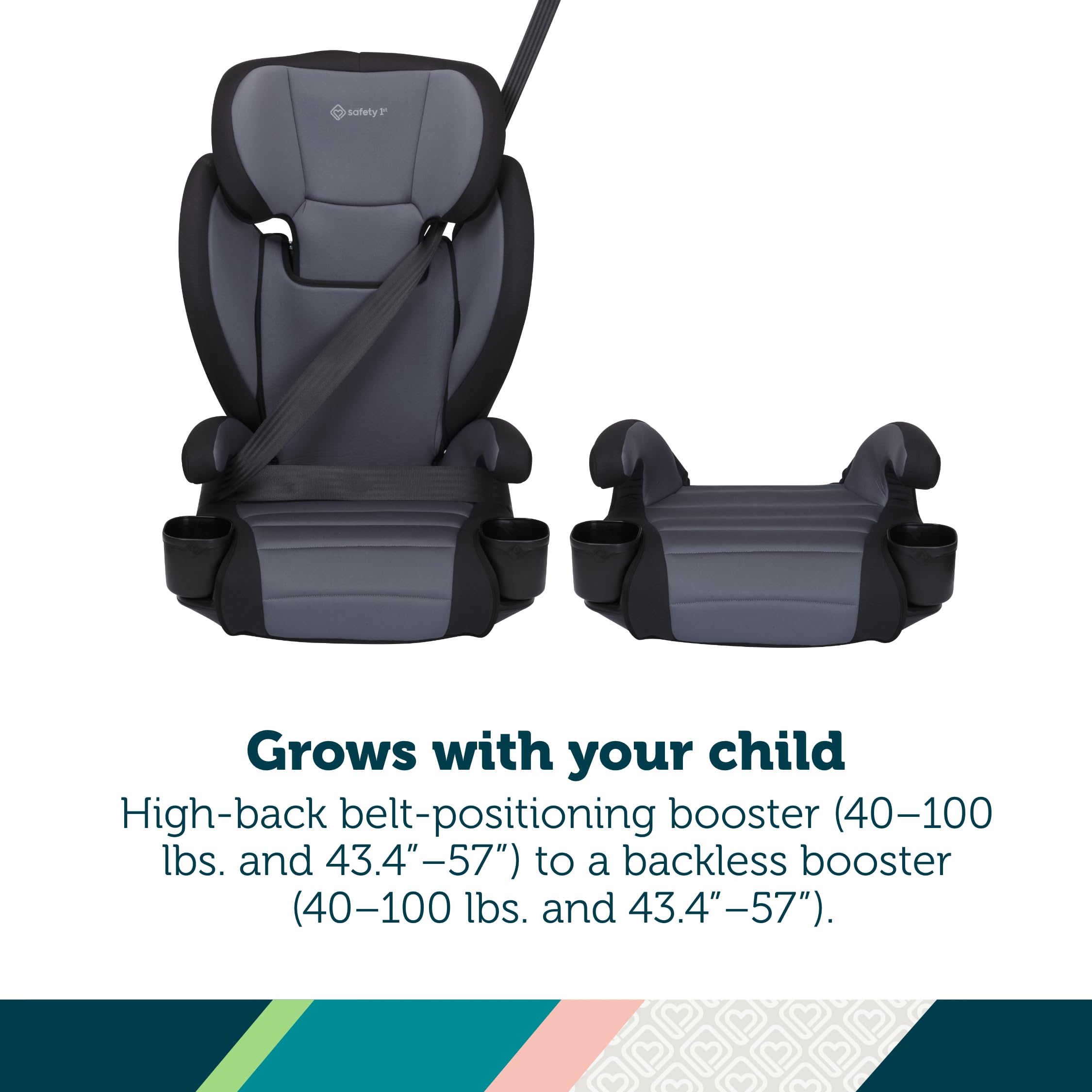 Safety 1 - Asiento elevador para coche Grow and Go™ 2 en 1 con posicionamiento de cinturón con ComfortWings, arena negra