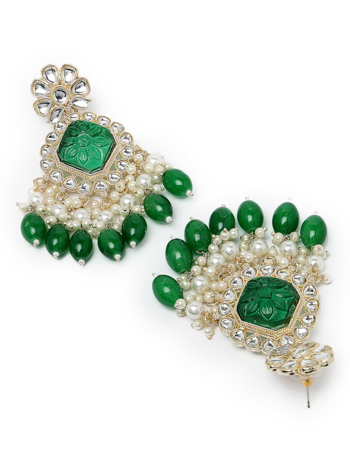 Floral Kundan Dangle Drop Earrings (E104830)