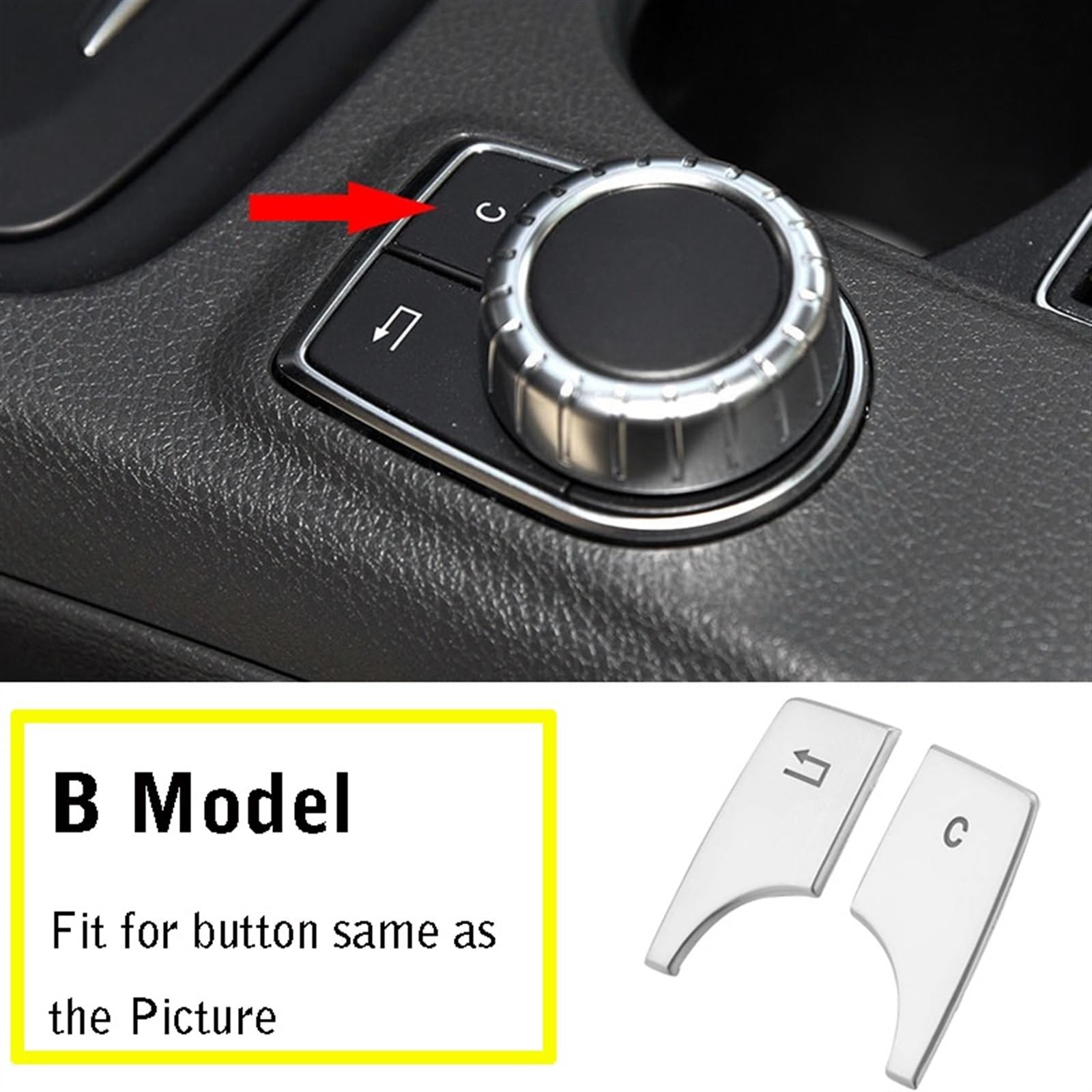 Interior Coche para Benz ABCE para GLA para CIA ML GL para SLK W176 W246 W204 W212 Cubierta de botón de Volumen Multimedia para Coche Coche Interior Accesorios(Silver A