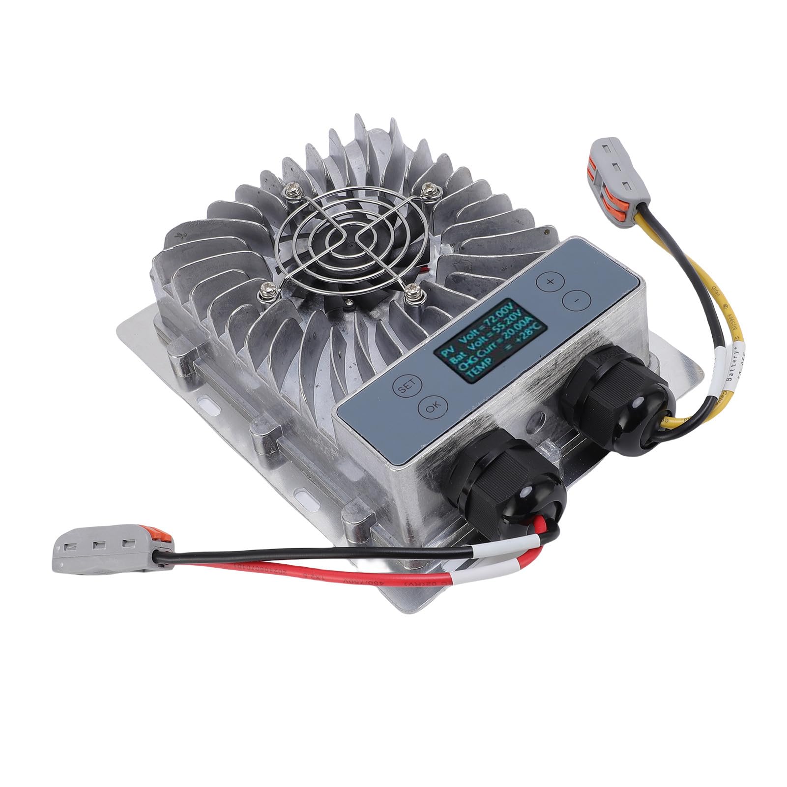 Sxhlseller Regolatore di Carica Solare MPPT 24V-72V |Regolatore Fotovoltaico Intelligente 1200W con Display LCD e Ventola di Raffreddamento per Batteria Al Litio