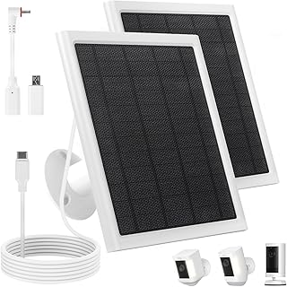 Ring Solar Panel,8W Ring Solar Charger Compatible with Stick Up Camera & Pro, Spotlight Plus & Pro, Stick Up, Spotlight Cam Battery,9.35ft Long Cable with USB-C for Outdoor Cameras (White 2 Pack)