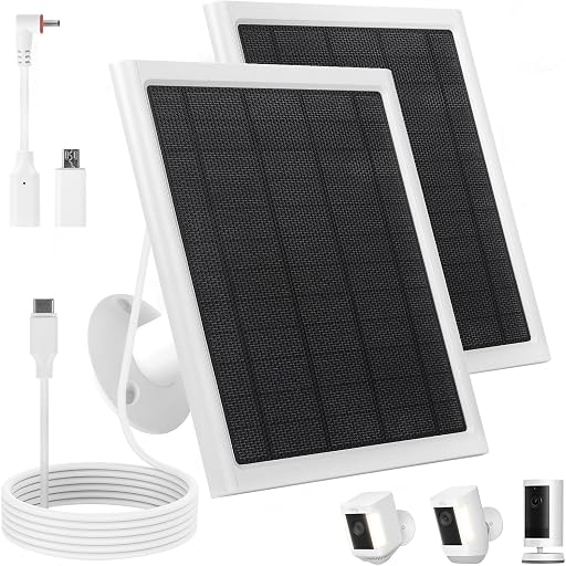Ring Solar Panel,8W Ring Solar Charger Compatible with Stick Up Camera & Pro, Spotlight Plus & Pro, Stick Up, Spotlight Cam Battery,9.35ft Long Cable with USB-C for Outdoor Cameras (White 2 Pack)