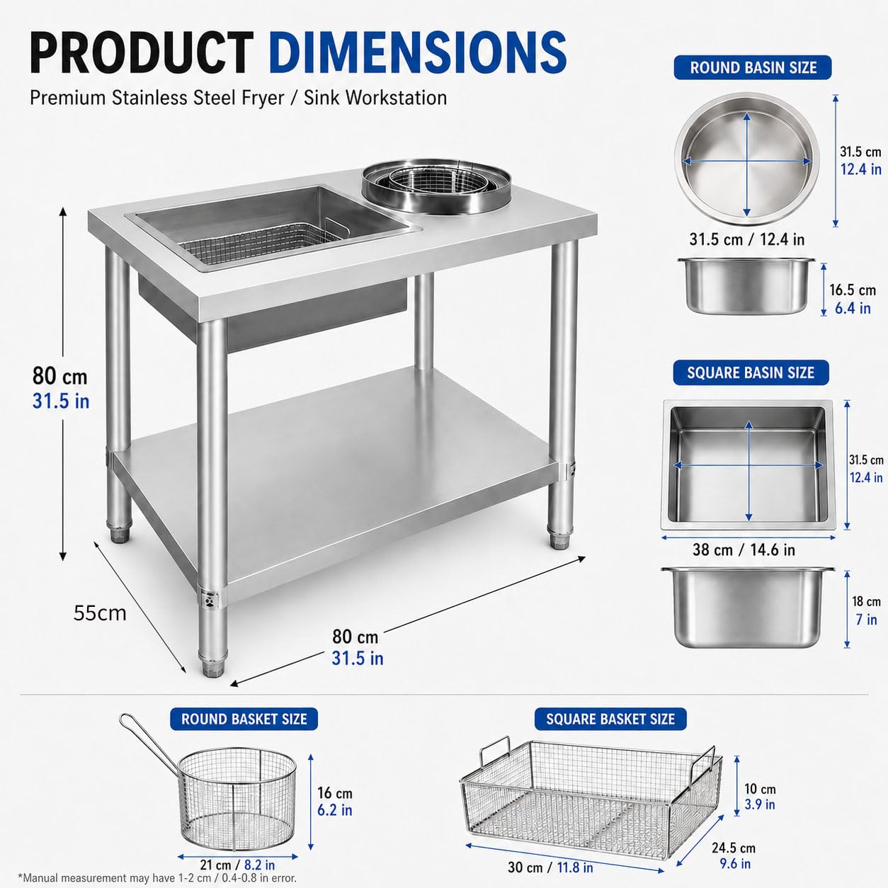 Station de cuisson commerciale en acier inoxydable – Table de préparation de poulet frit | Plan de travail de cuisine robuste | Équipement de restaurant facile à nettoyer