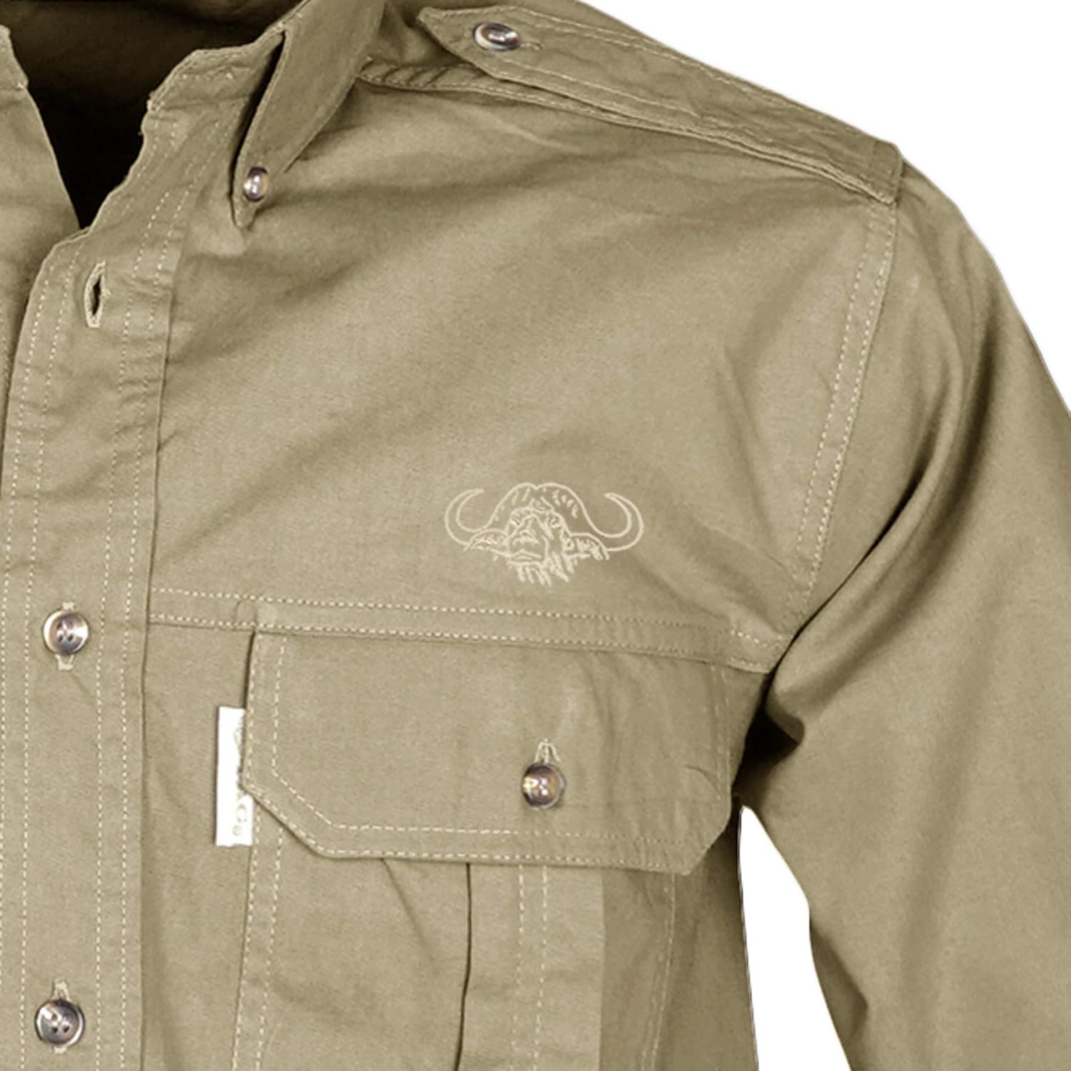 Tag Safari Trail Shirt for Men Long Sleeve, Buffalo Logo, 100% Cotton, for Outdoor Adventures