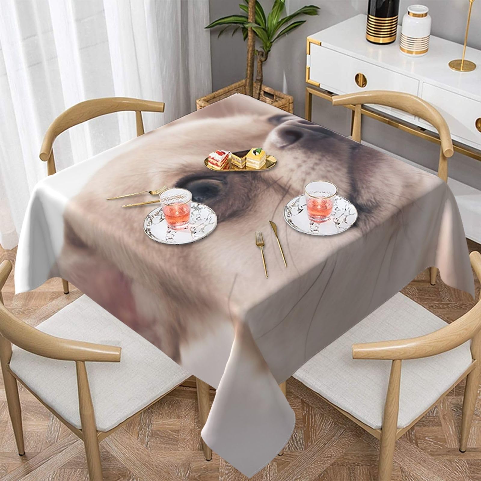 DCEHGEW Cute Chihuahua-r948 Prints Square Tablecloth 152x152 CM, Waterproof Fabric Table Cloth for Dining Table, Farmhouse Table Cover for Kitchen Dining Tabletop Decoration