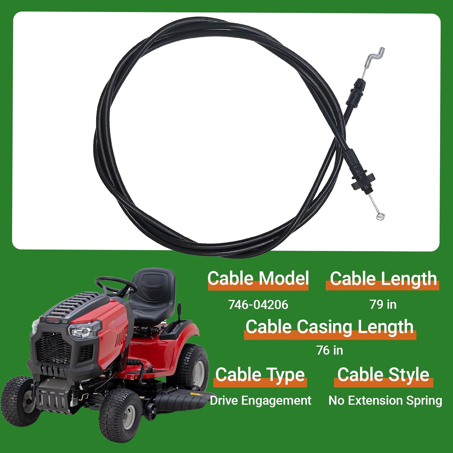 946-04206A Variable Speed Drive Cable for MTD Troy-Bilt 500 Series Walk Behind Mower – Replacement for 746-04206A, 946-04206, 746-04206, 290-925 – Compatible with 30+ Models (2005-2008)